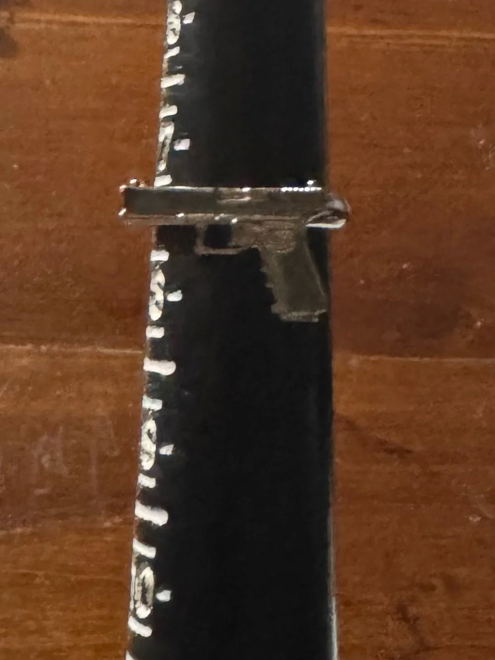 Chrome Toy Pistol-Shaped Statement Ring - Silver